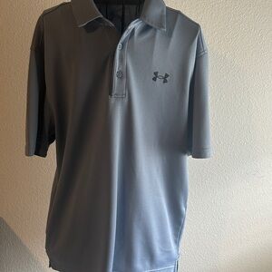 Under Armour Men's Polo Shirt in Charcoal with Blue Tones size Large